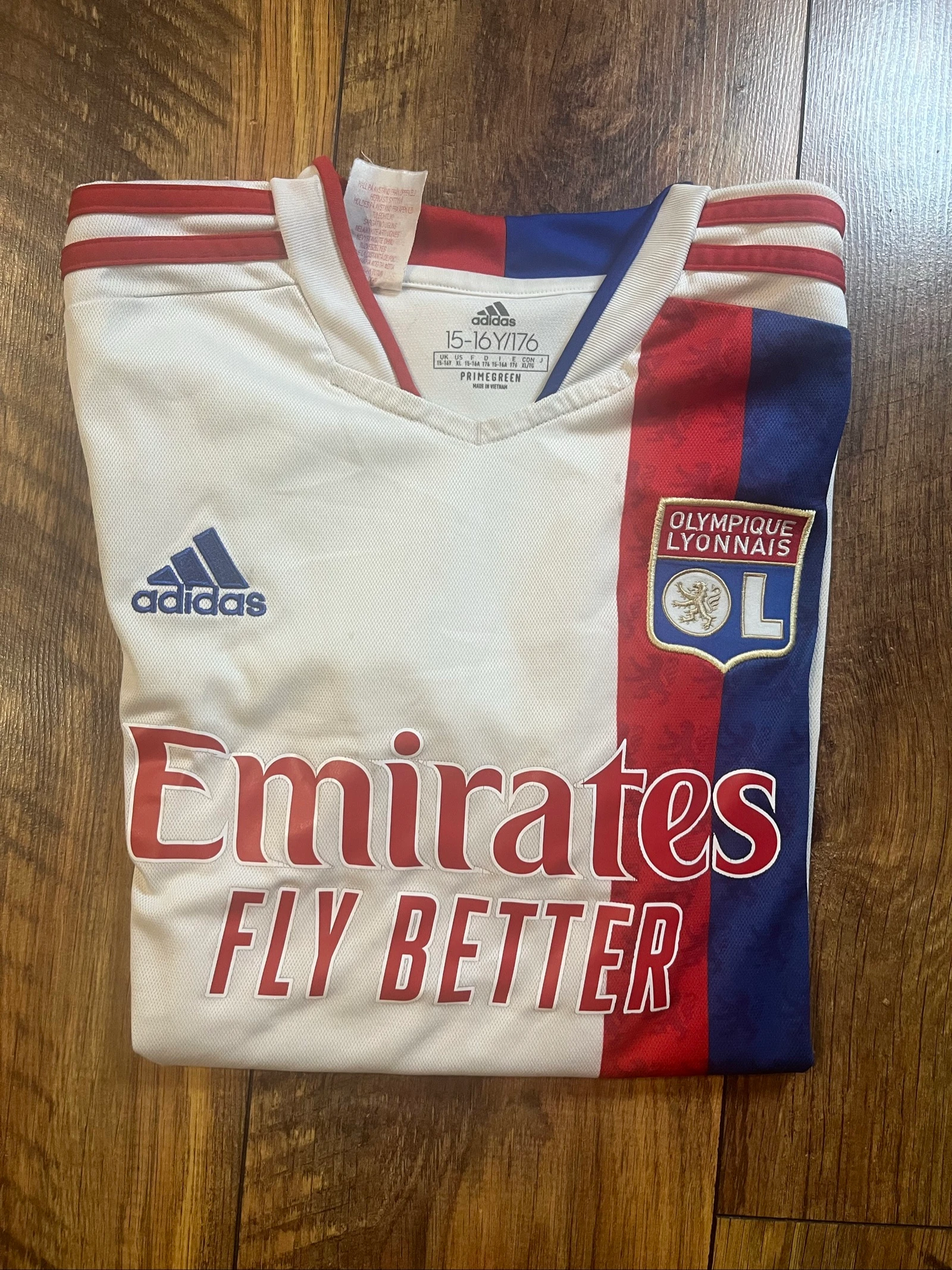 Maiô OL Olympique Lyonnais exterior Emirates 2020-21 - Adidas - tamanho 16anos/XS - satisfatório – photo 15